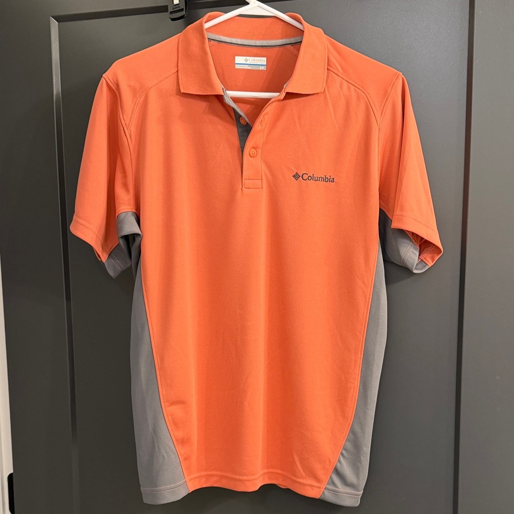 Columbia Men's Orange and Gray Polo Shirt
